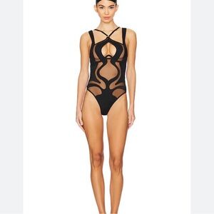 Thistle and Spire Red Cutout bodysuit sz Medium nwot